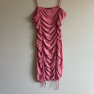 Elegant Pink Ruched Mini Dress